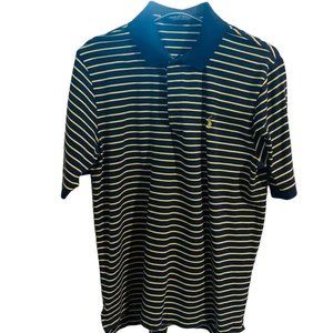 Polo Ralph Lauren Striped Navy Blue Yellow Short Sleeve Polo Shirt Mens Size M